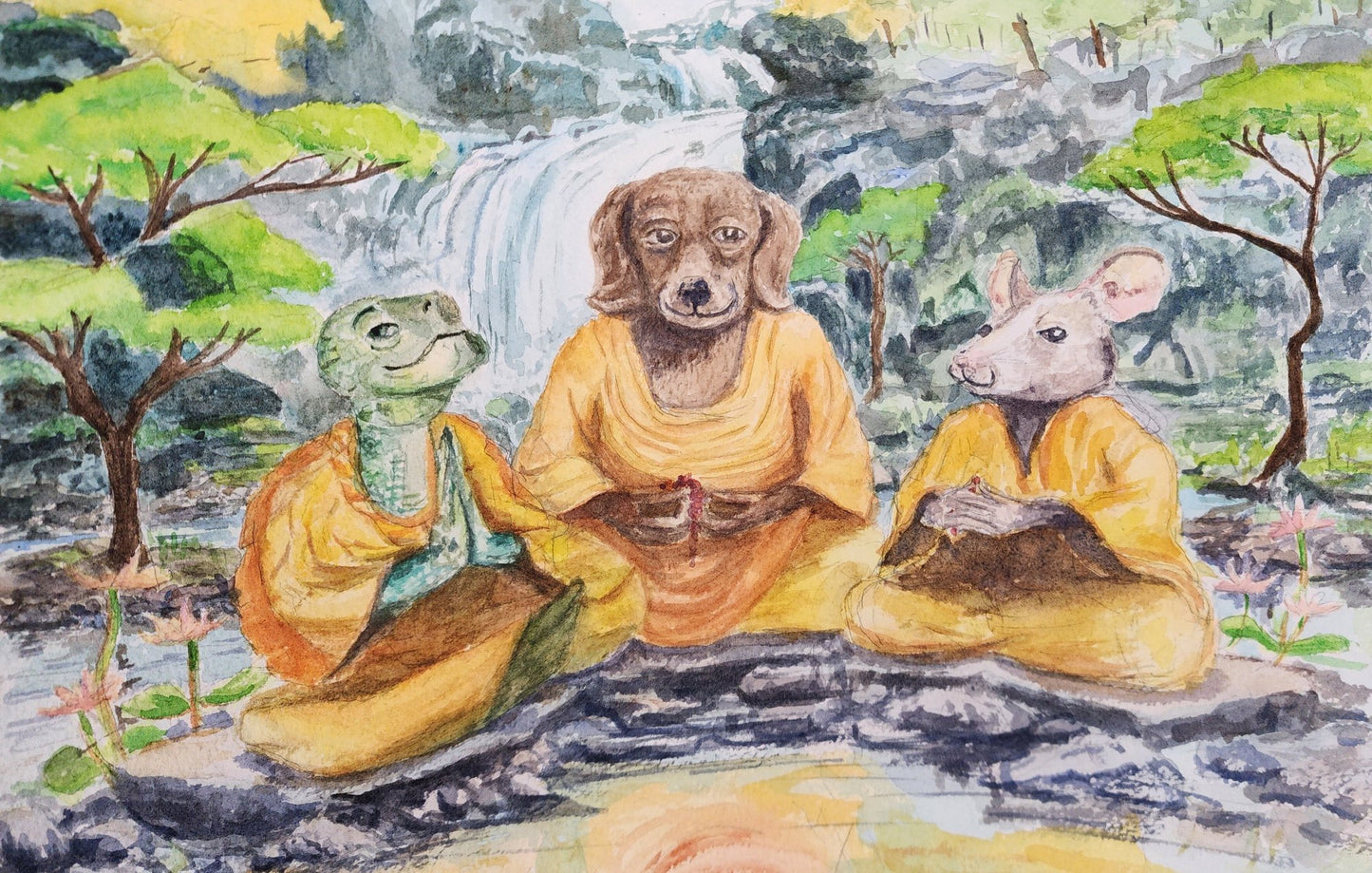 Meditating Monks