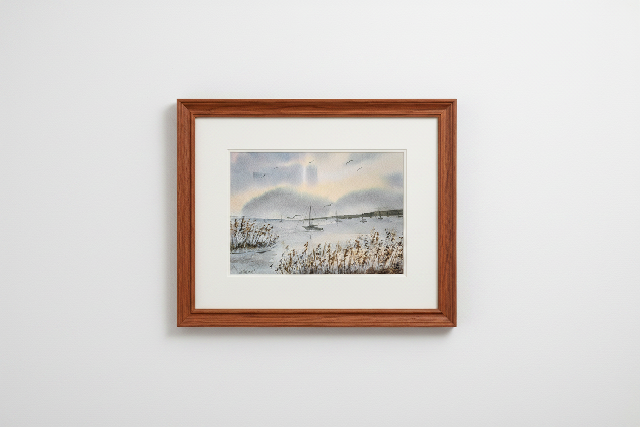 After the Rain - Cherry Frame with White Mat