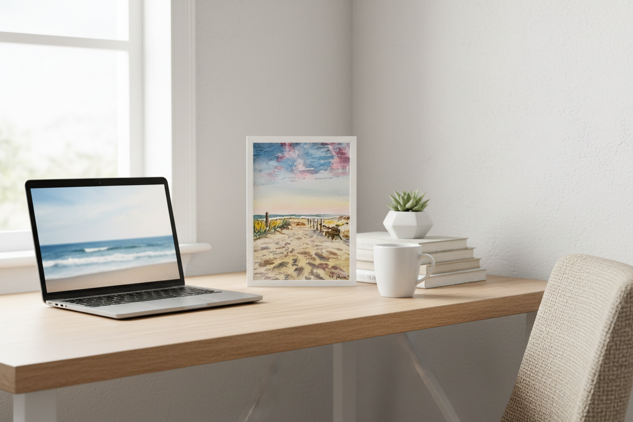 Desk area with Jersey Escape, LBI