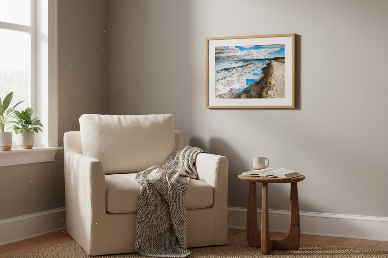 Winter on the Beach in cozy reading nook