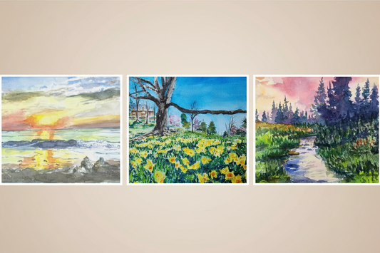 The Light Cycle Series: Dawn, Day, and Dusk in Watercolor