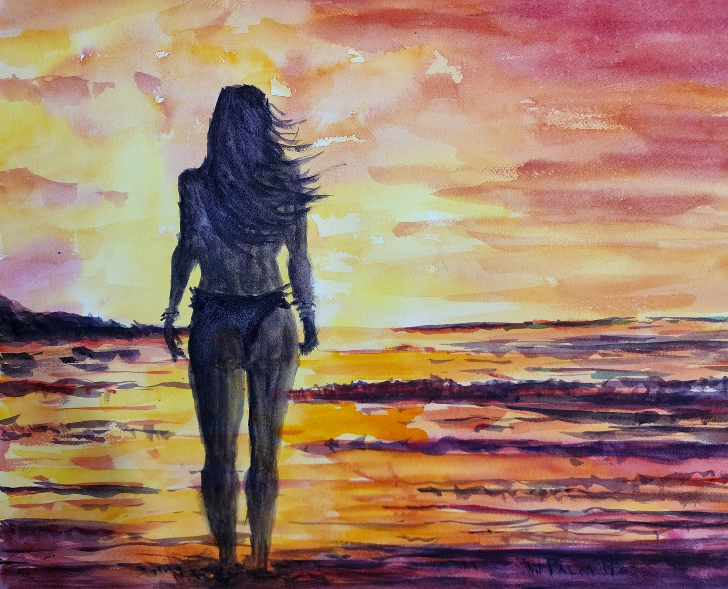 Caught in the Sunset - Original Watercolor Painting