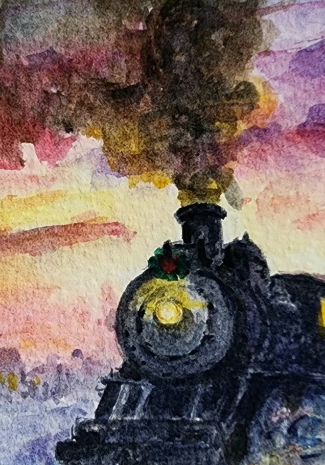 Detail of Engine in Homeward Through Winter Twilight by William Palm 