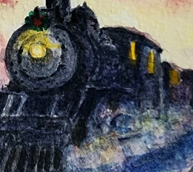Detail of Engine in Homeward Through Winter Twilight by William Palm 