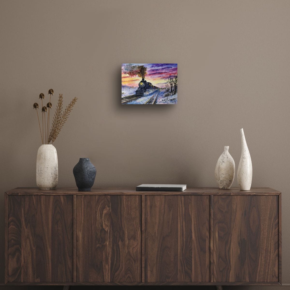 Rome mock up showing Homeward Through Winter Twilight in house or office