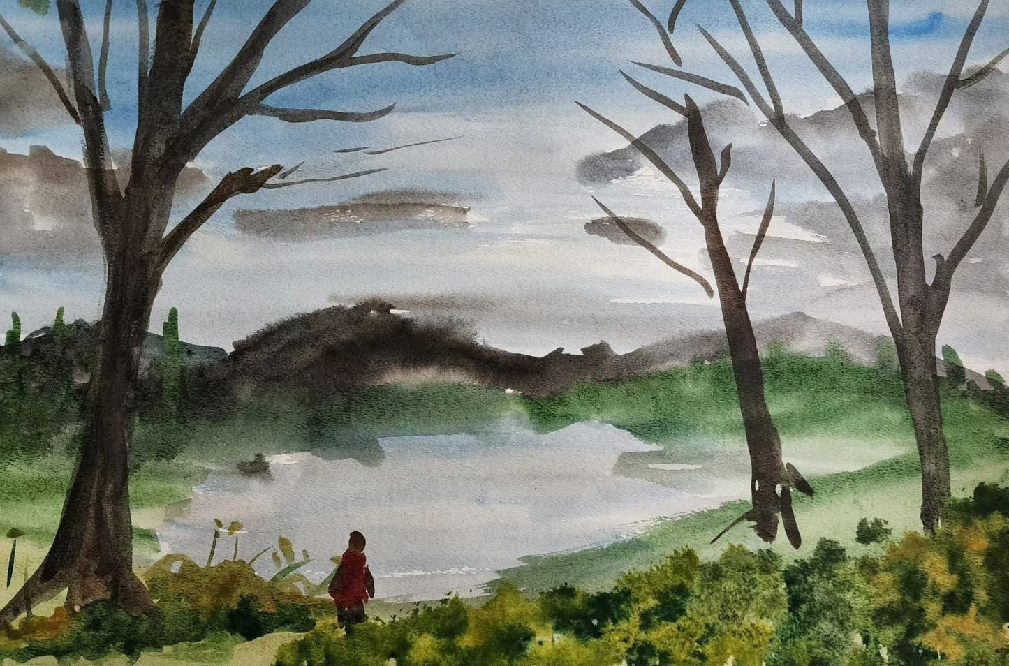 Morning Stroll - Original Watercolor Painting