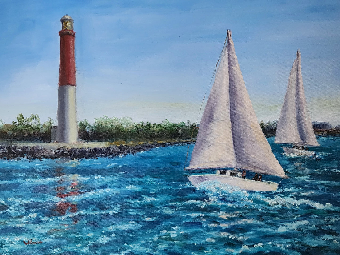 Sailing Around Barnegat - Original Oil Painting