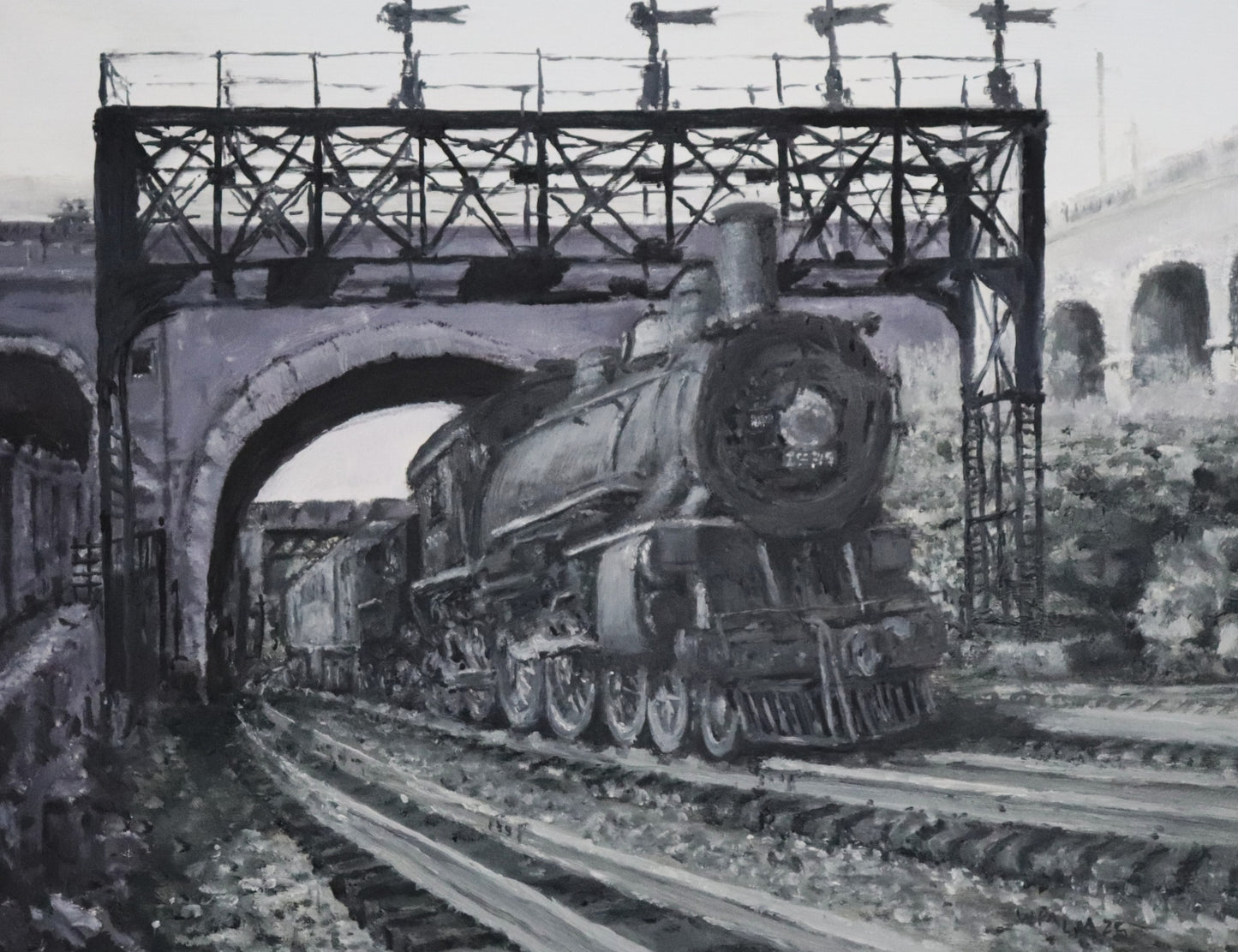 Steel and Stone CRNJ at Aldene, original oil painting by William Palm