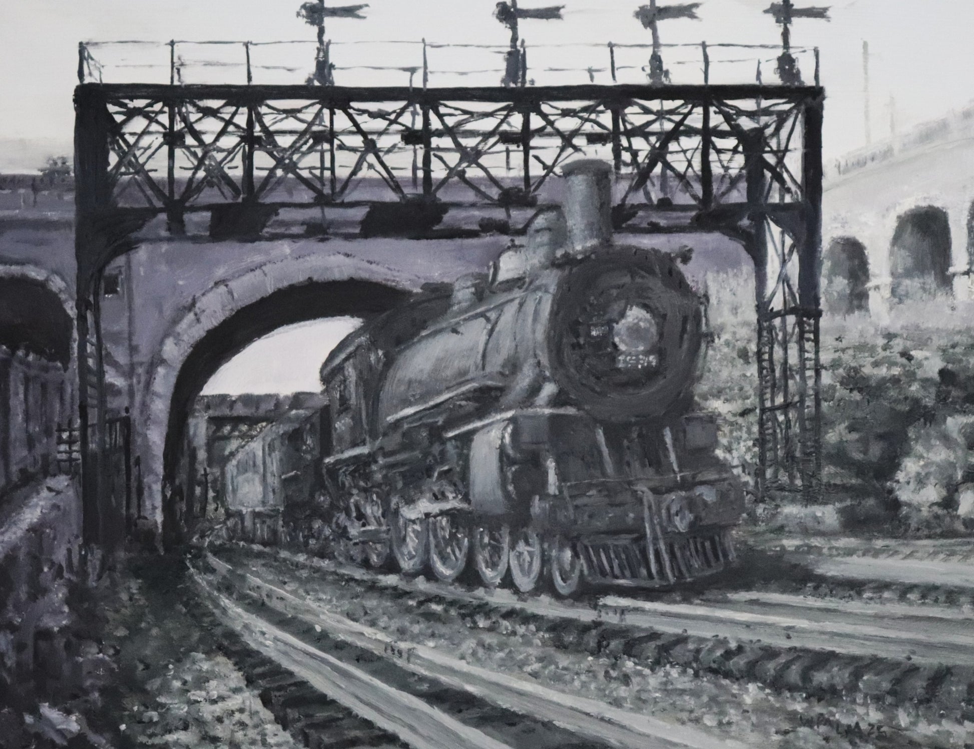 Steel and Stone CRNJ at Aldene, original oil painting by William Palm