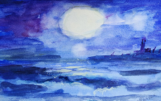 Study: Moon Over the Ocean