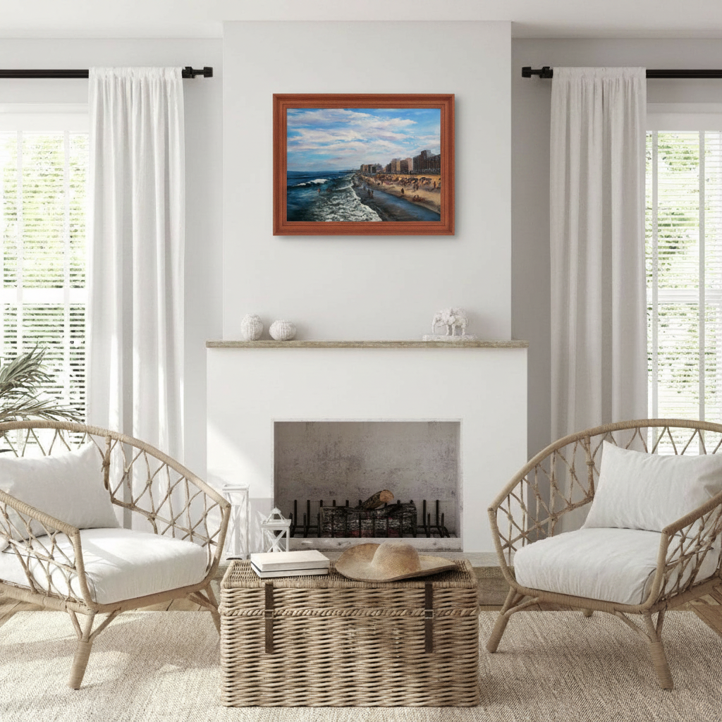Afternoon on Virginia Beach - Cherry Frame Room Mockup