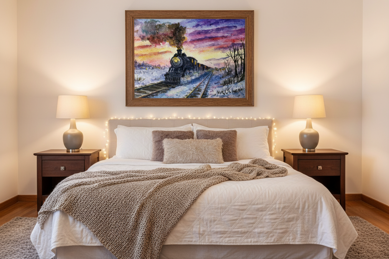 Bedroom with Homeward Through Winter Twilight