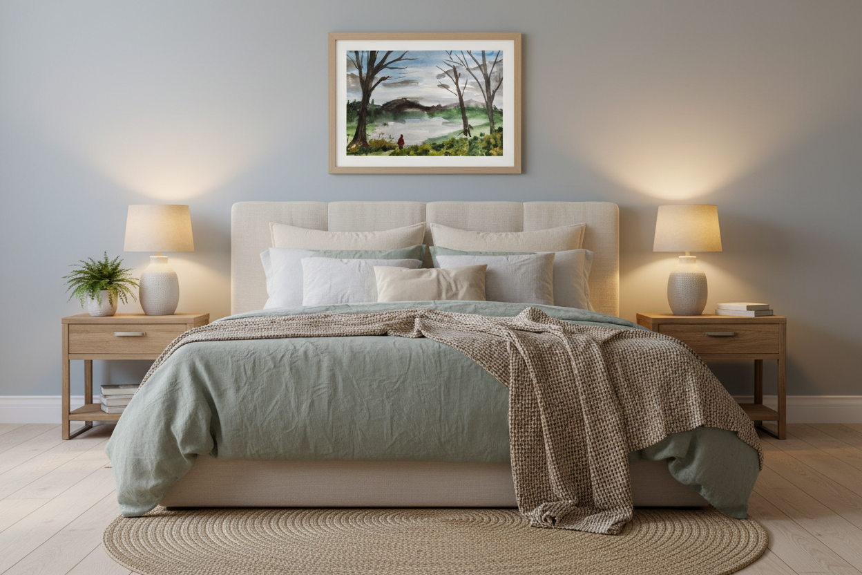 Bedroom with Morning Stroll at accurate 12x18"