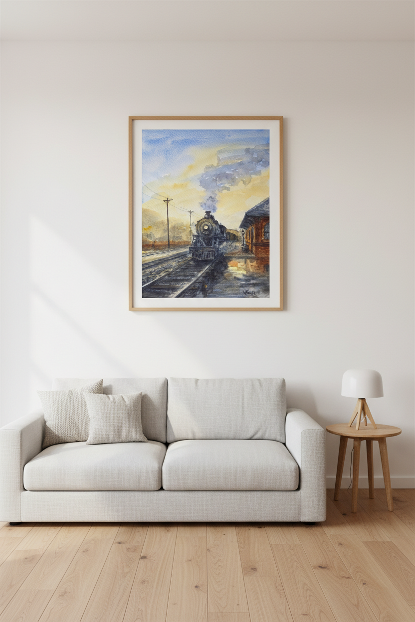 Departure at Dawn in a quiet contemporary living room