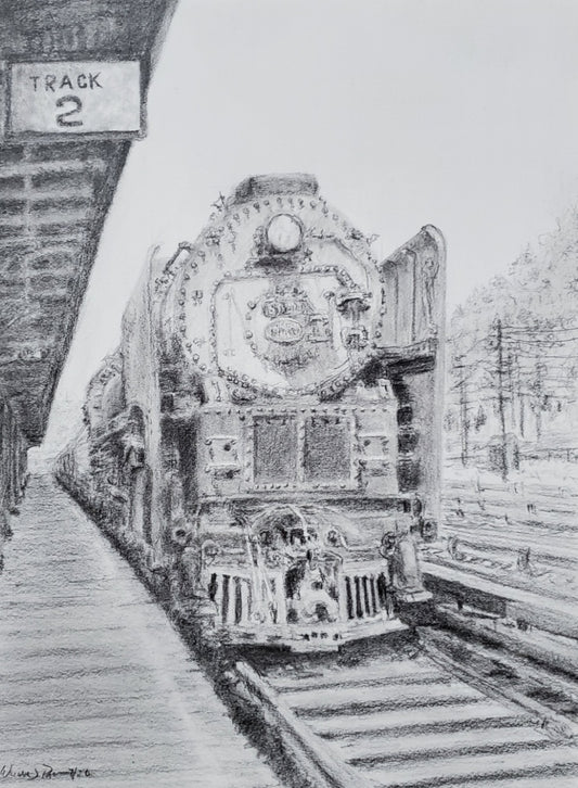 Departure at Track 2 - Original Pencil Drawing