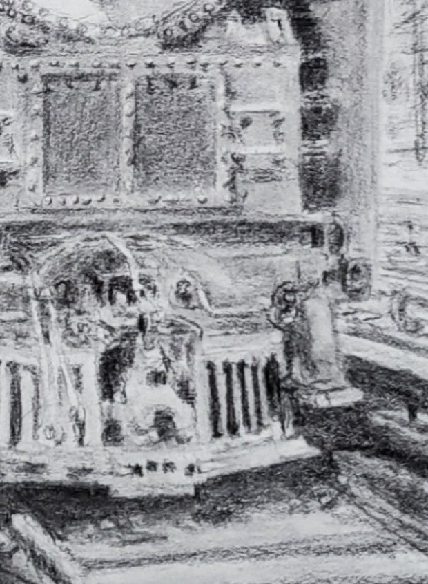 Departure at Track 2 - Original Pencil Drawing