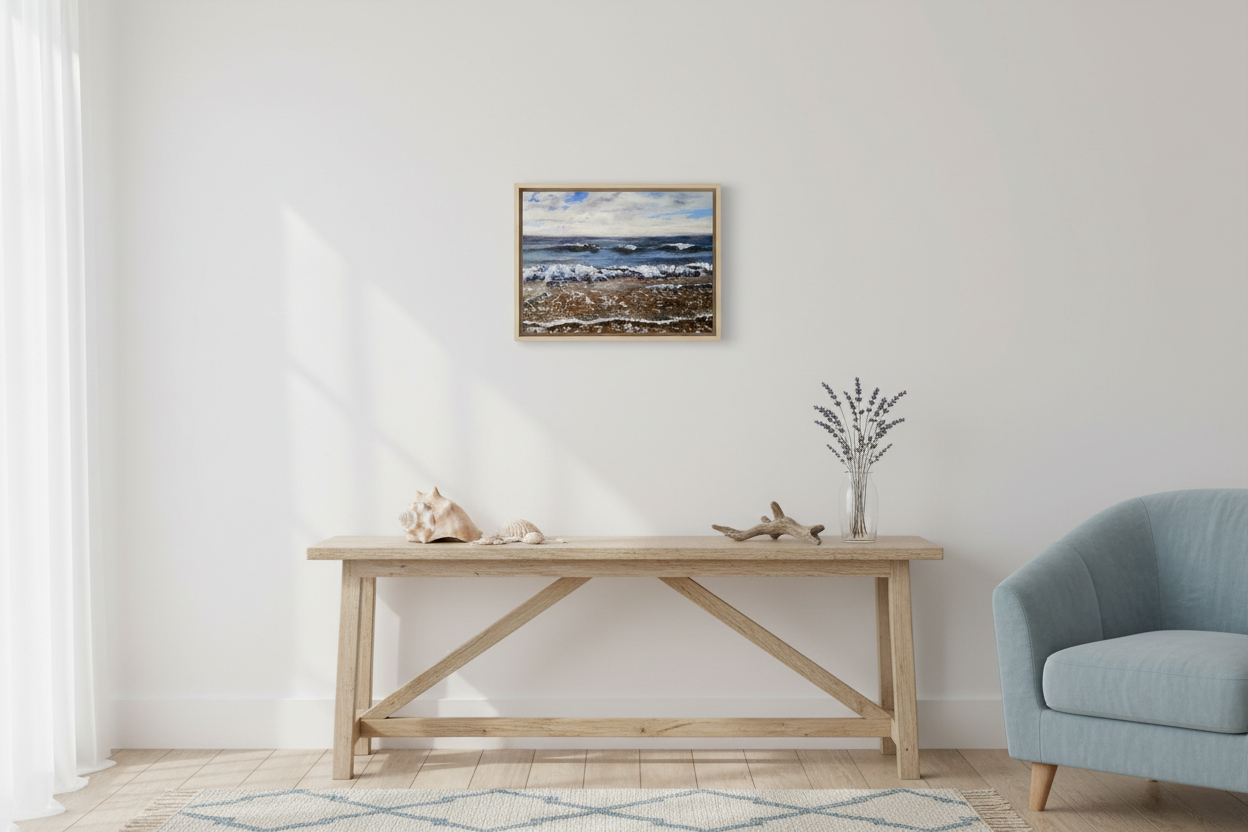 Feet in the Water in coastal living room setting