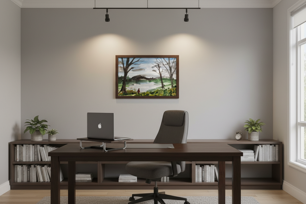 Home office with Morning Stroll at accurate 12x18"
