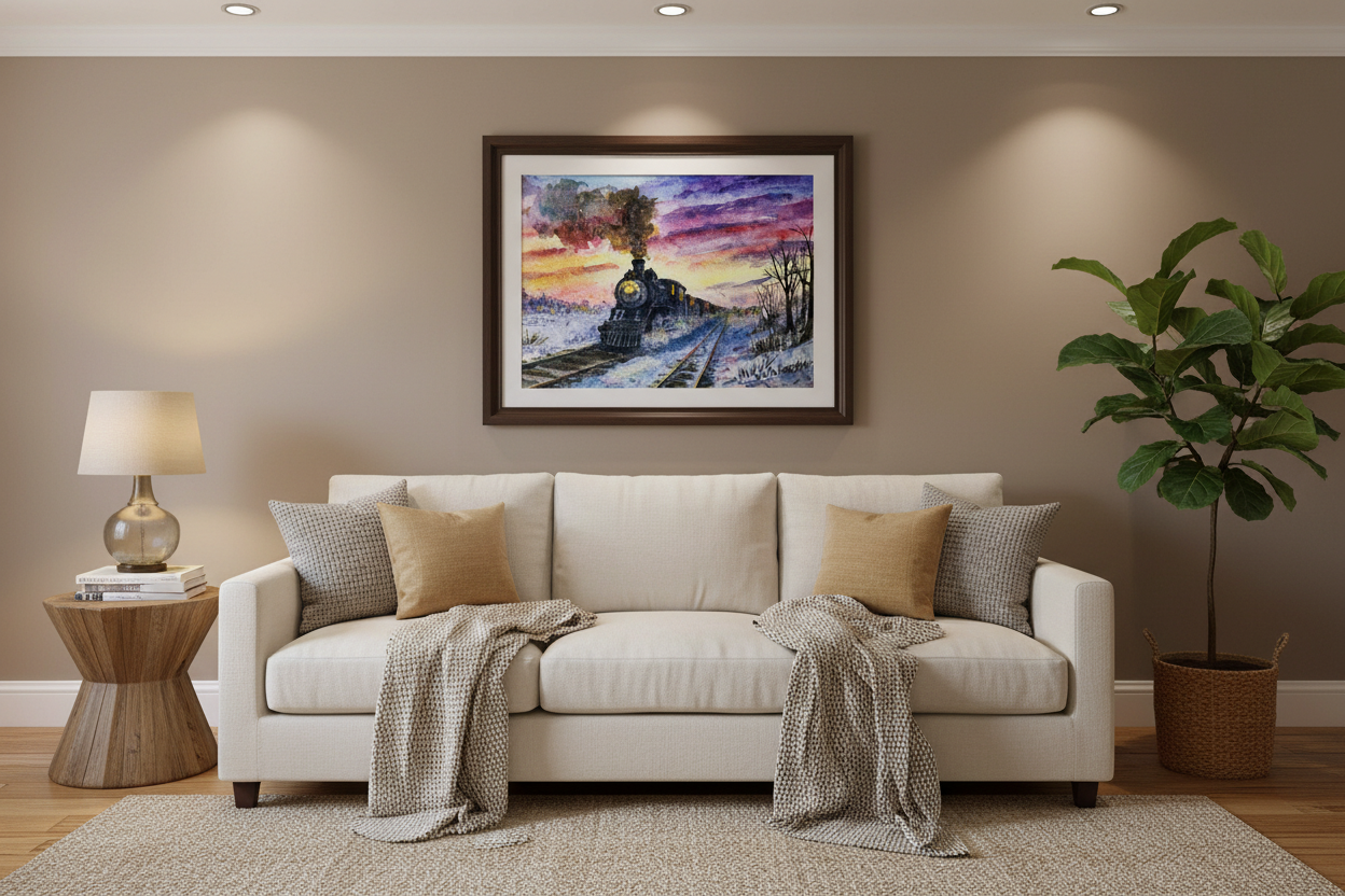Living room with Homeward Through Winter Twilight