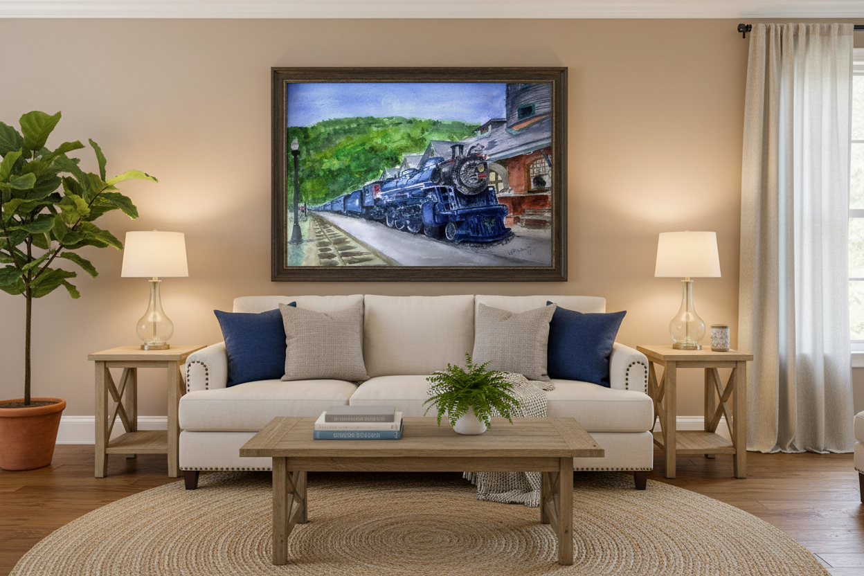 Living room with Quiet Before the Whistle