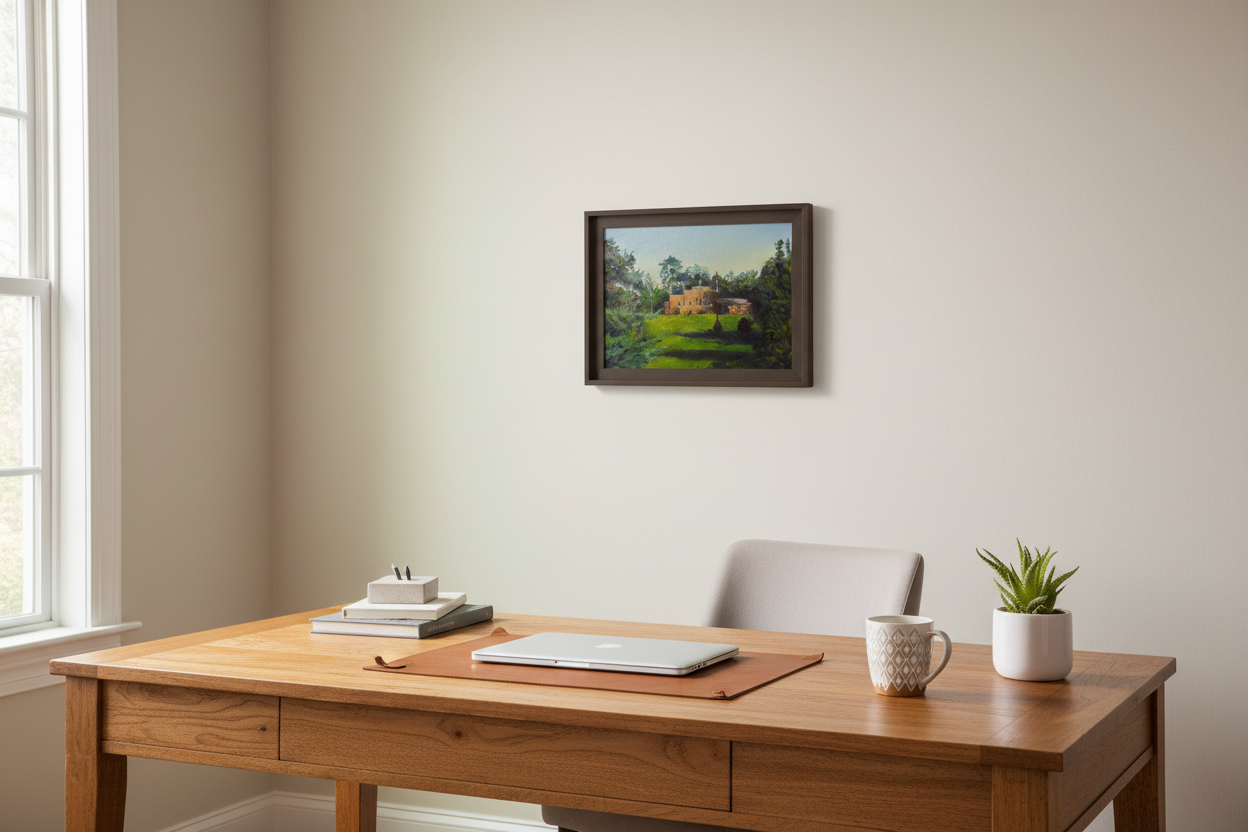 Morning Light on the Monastery in home office setting