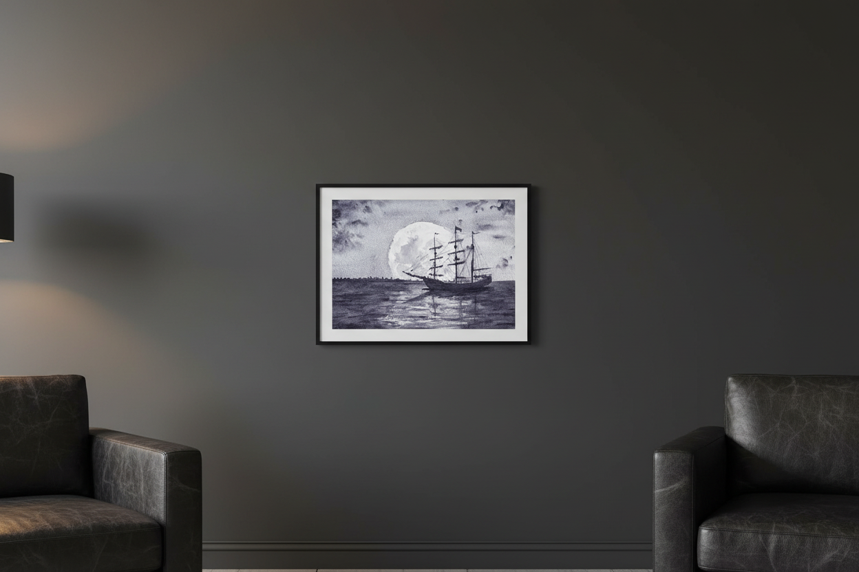 Pirate Moon - Dark Wall Mockup
