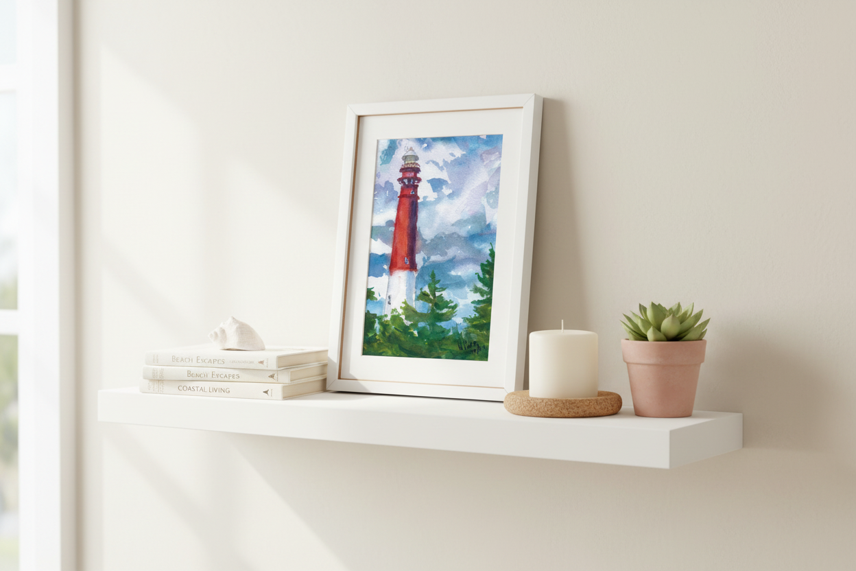 Shelf vignette with Barnegat Light