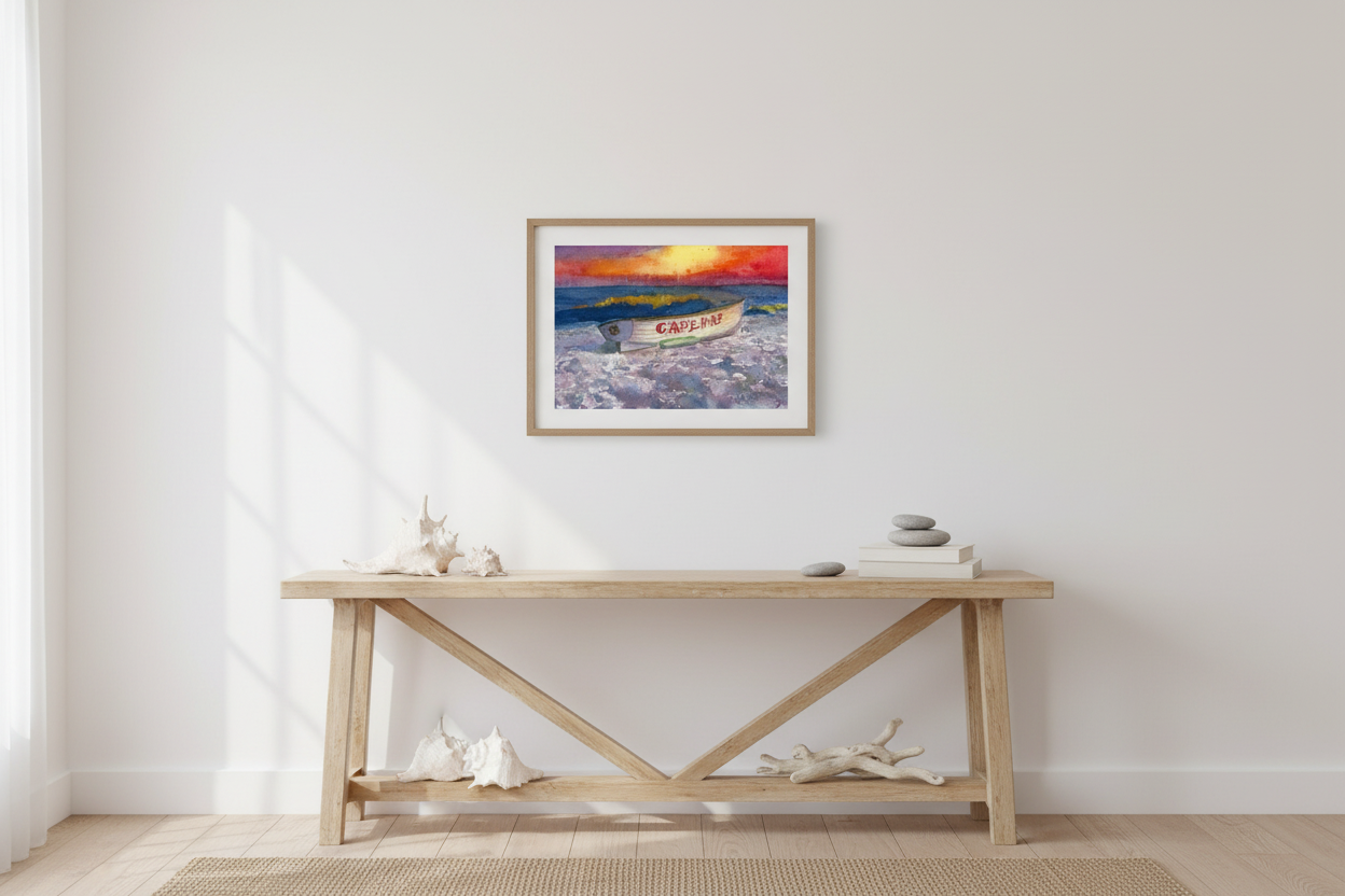 Sunset in Cape May in coastal living room setting