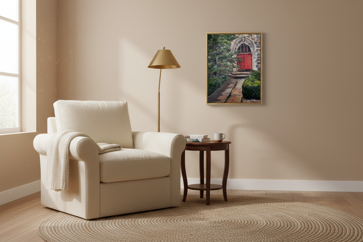 The Red Door in living room setting