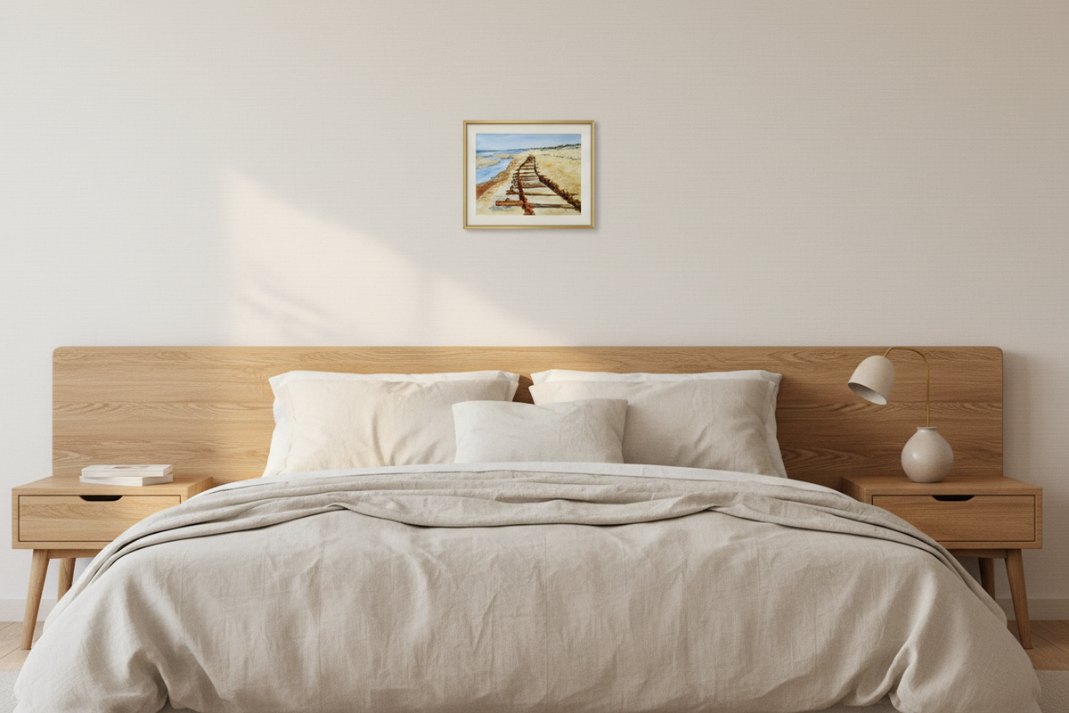 Where the Rails Meet the Sea - Bedroom Mockup, true scale