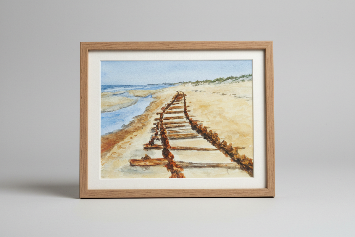 Where the Rails Meet the Sea - Framed Close-Up