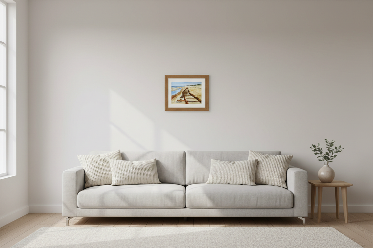 Where the Rails Meet the Sea - Living Room Mockup, true scale